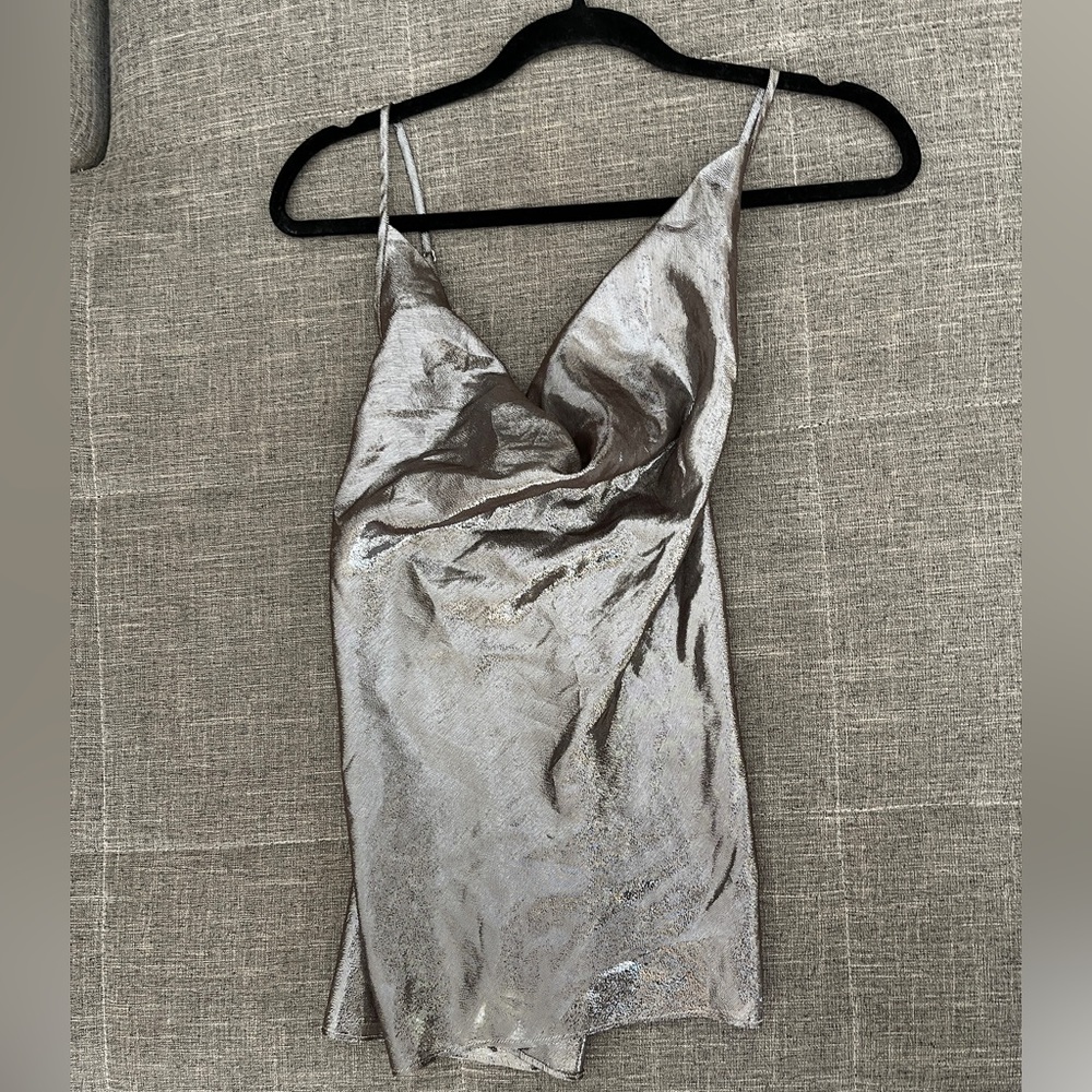 Sheer silver tank for a night out